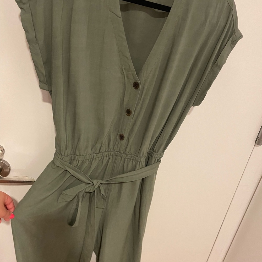GAP LINEN PANT JUMPSUIT WITH WAIST TIE